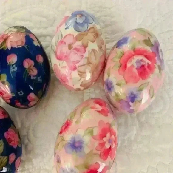 Vintage Floral Eggs set of 6 - Picture 3 of 5